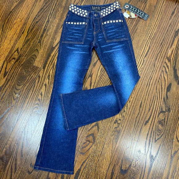 YoYo Denim - NOS Vintage Y2K 00s YoYo Low Rise Flared Bell Bare back Bottom Stretch Jeans 5/S